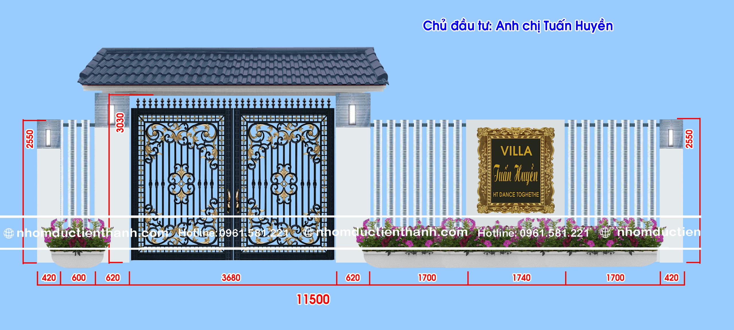 Cổng nhôm đúc xanh đen C-180 - Cổng Nhôm Đúc cao cấp 2026