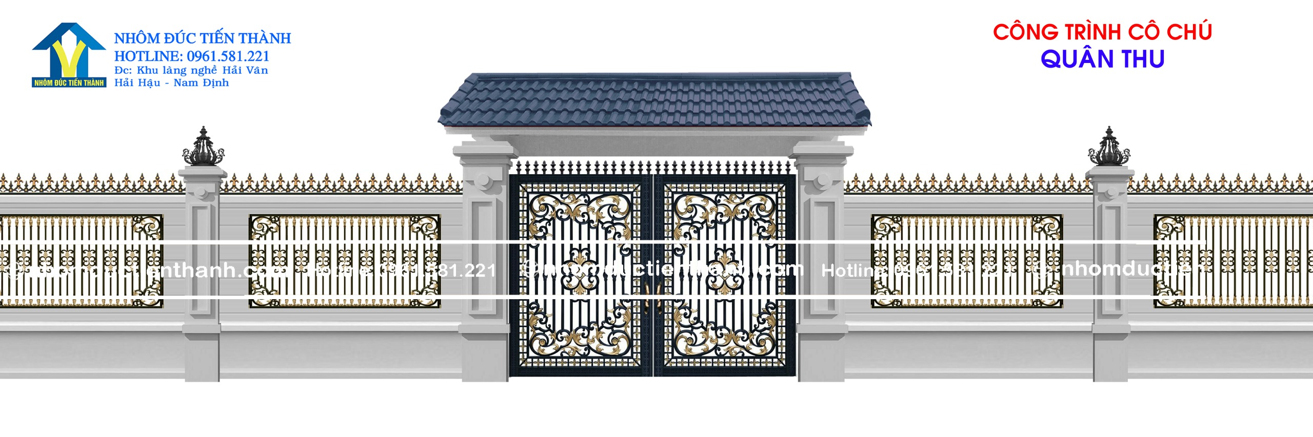 Cổng nhôm đúc nan sọc C-164 - Cổng Nhôm Đúc cao cấp 2026