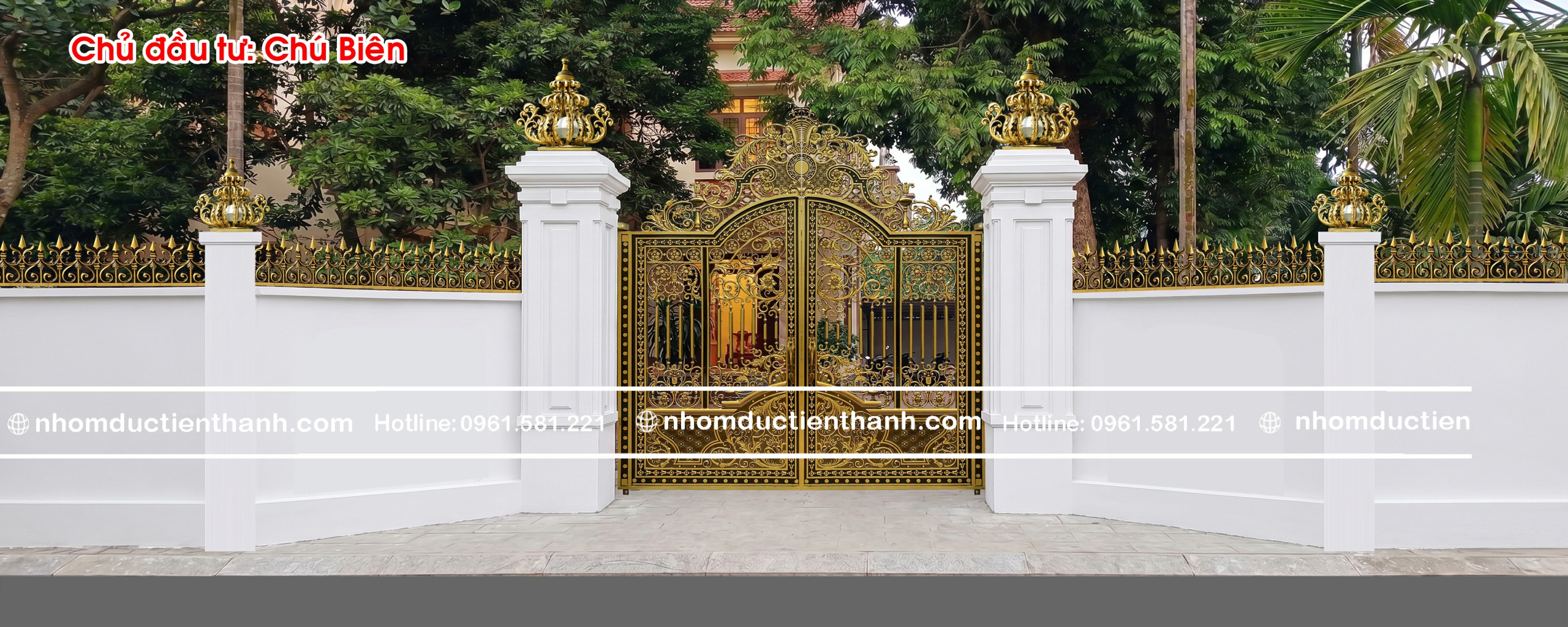 Cổng nhôm đúc hoa lá tây C-166 - Cổng Nhôm Đúc cao cấp 2026