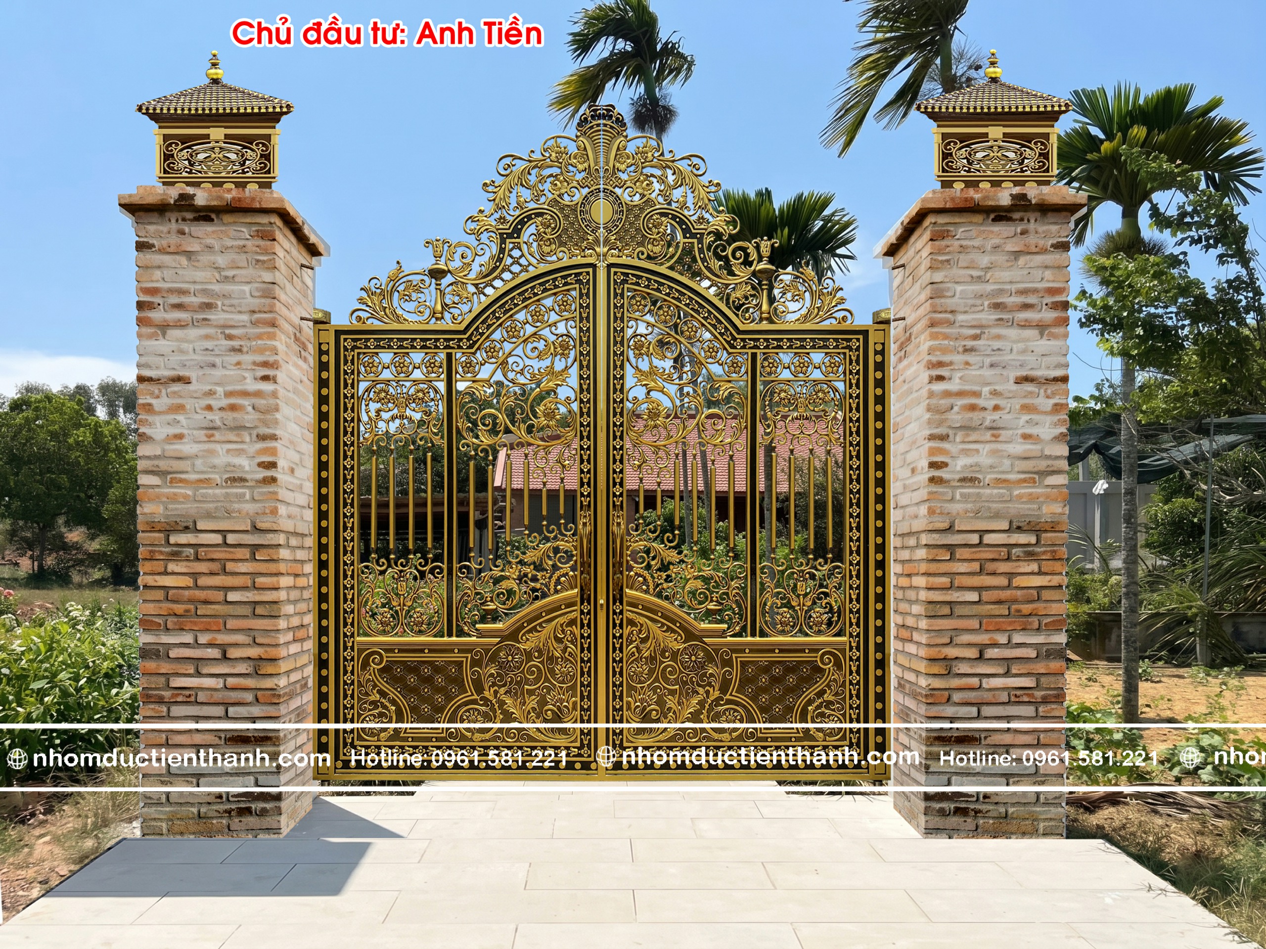 Cổng nhôm đúc hoa lá tây C-176 - Cổng Nhôm Đúc cao cấp 2026