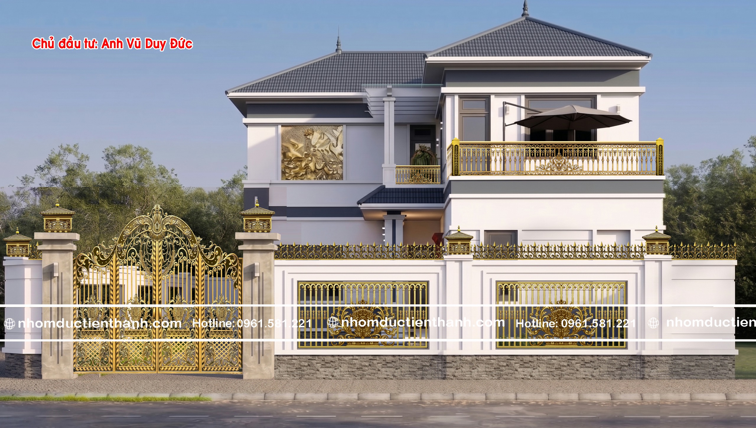Cổng nhôm đúc hoa lá tây C-171 - Cổng Nhôm Đúc cao cấp 2026
