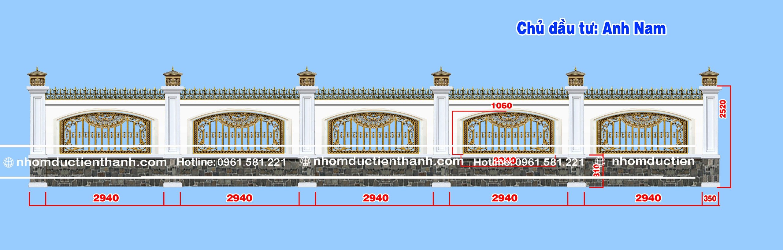 Hàng rào nhôm đúc nghệ thuật HR-0830 - Hàng Rào Nhôm Đúc cao cấp 2026