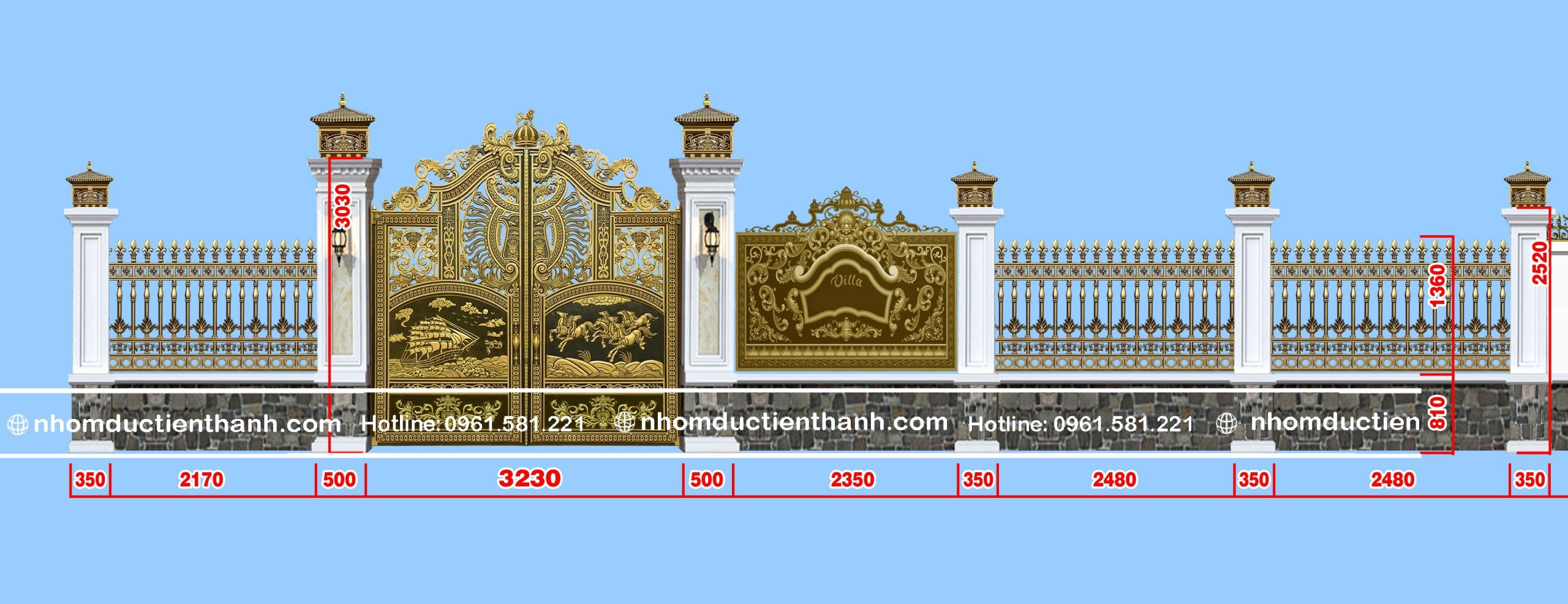 Hàng rào nhôm đúc trống đồng HR-0831 - Hàng Rào Nhôm Đúc cao cấp 2026