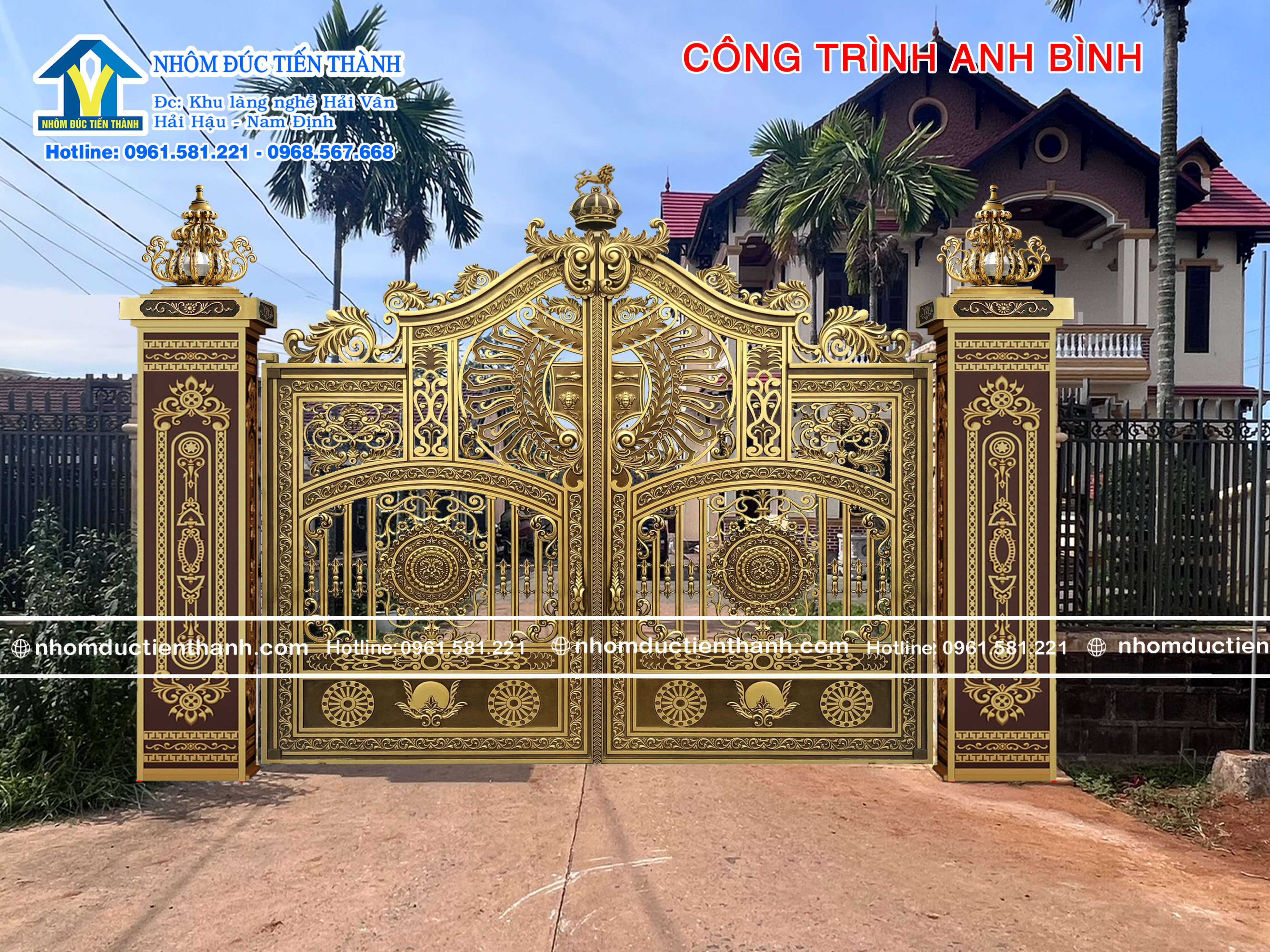 Kích thước cổng nhôm đúc chuẩn phong thủy thước lỗ ban