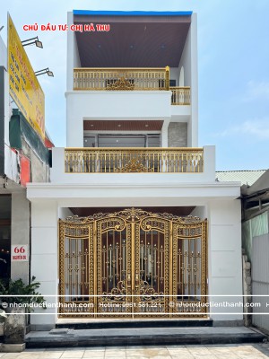 Cổng nhôm đúc hoa lá tây C-158