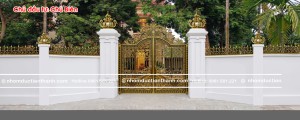 Cổng nhôm đúc hoa lá tây C-166