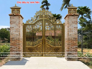 Cổng nhôm đúc hoa lá tây C-176