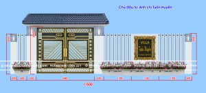 Cổng nhôm đúc viền vàng C-181